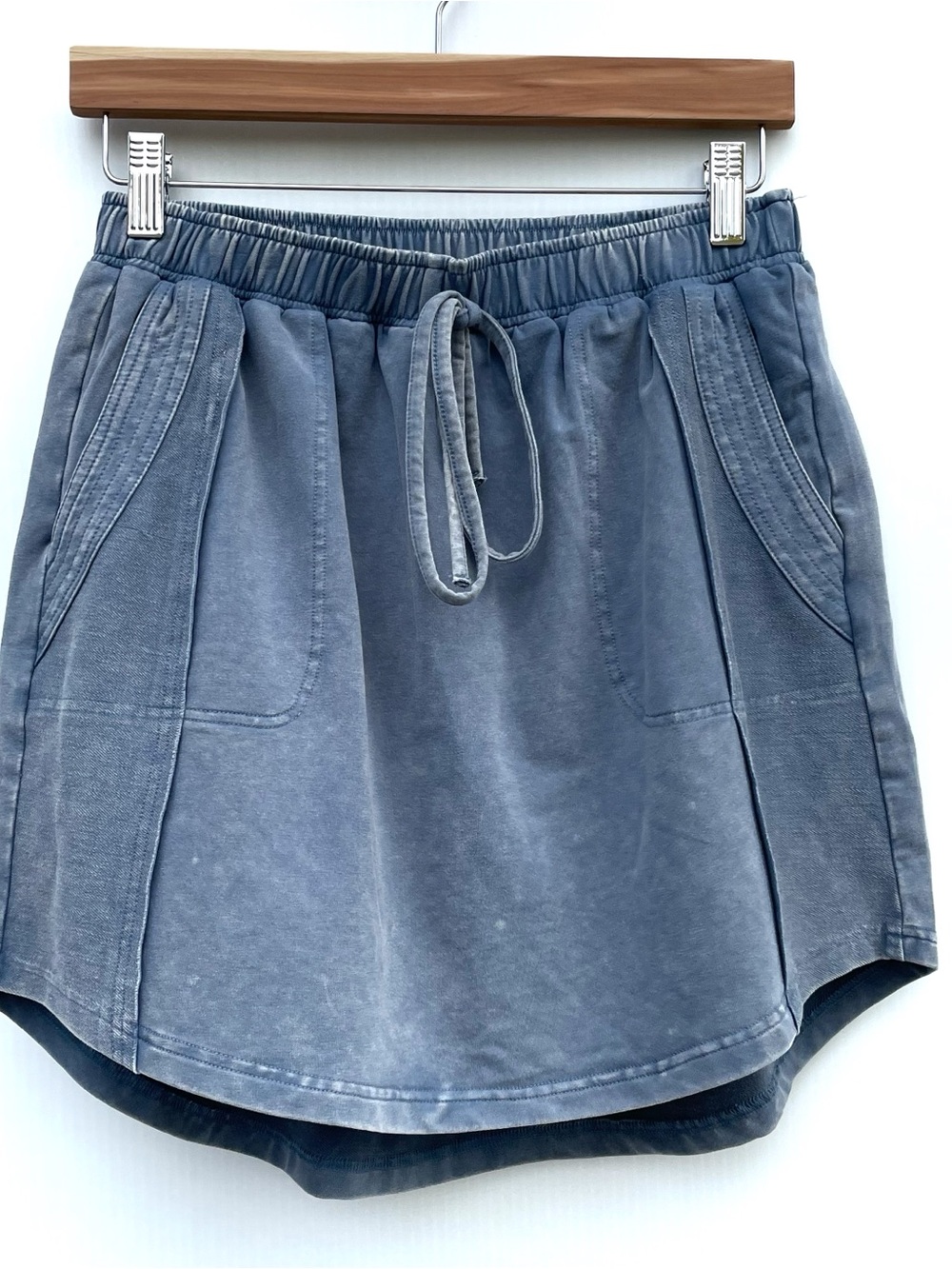 Umgee Washed Blue Drawstring Skirt